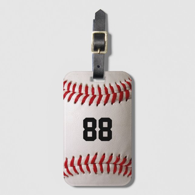 Etiqueta De Bagagem Design de jogador de beisebol com número de camisa (Frente Vertical)