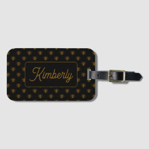 Etiqueta De Bagagem Design de Monograma com Nome Personalizado Gold Be