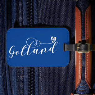 Etiqueta De Bagagem Design de Ortografia do Coração de Gotland Flag, S