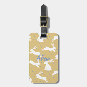 Etiqueta De Bagagem Design de Padrão de Coelho Correto - Personalizáve