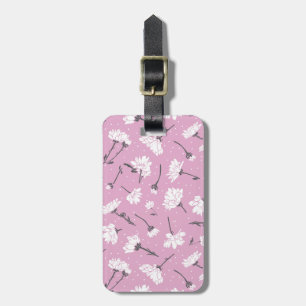 Etiqueta De Bagagem Design de Padrão Floral Rosa - Arte Flor Elegante