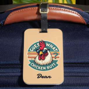 Etiqueta De Bagagem Design de piada engraçada de frango retro