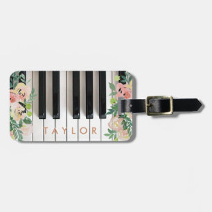 Etiqueta De Bagagem design de piano floral