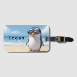Etiqueta De Bagagem Design de pinguim legal para crianças personalizad