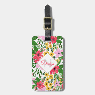 Etiqueta De Bagagem Design de Pintura de Mão Floral Primavera, Vermel