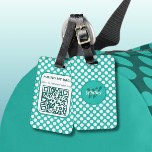 Etiqueta De Bagagem Design de Pontos de Bolha Elegantes Código QR Dinâ