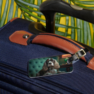Etiqueta De Bagagem Design de retrato clássico de Cocker Spaniel elega