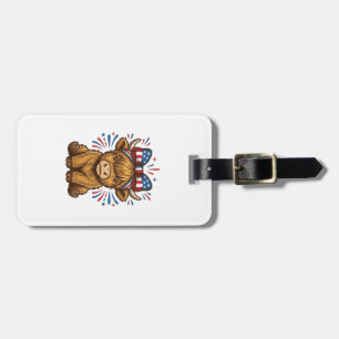 Etiqueta De Bagagem Design de Vetor de Vaca das Terras Altas Patriótic