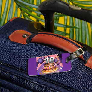 Etiqueta De Bagagem Design do Bolo Elegante do 10º Aniversário