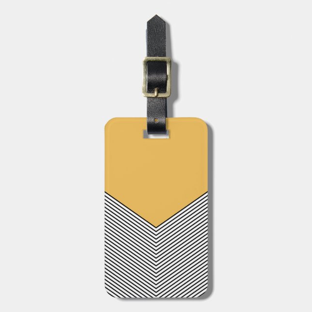 Etiqueta De Bagagem Design e triângulo amarelo, preto e branco (Frente Vertical)