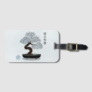 Etiqueta De Bagagem Design floral de bonsai floral asiático
