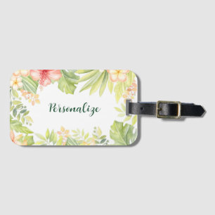 Etiqueta De Bagagem Design Floral de Pastel de Flores Tropicais Person
