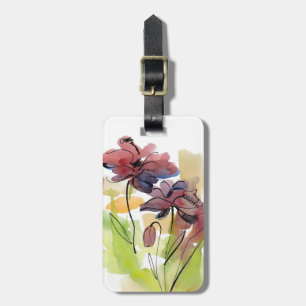 Etiqueta De Bagagem Design floral do verão com abstrato pintado à m