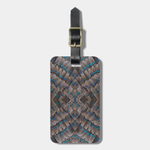 Etiqueta De Bagagem Design Fractal Pena de Faisão