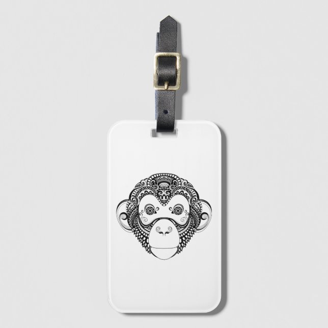 Etiqueta De Bagagem Design inspirado do macaco (Frente Vertical)