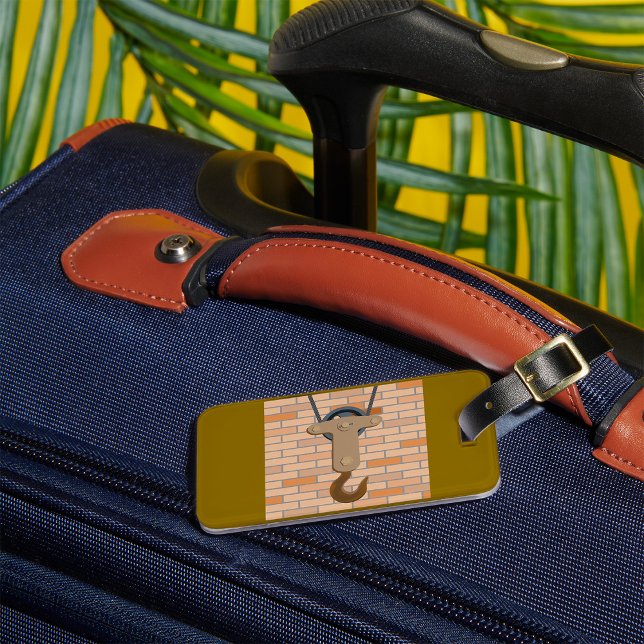 Etiqueta De Bagagem Design Mecânico do gancho de polia industrial (Criador carregado)