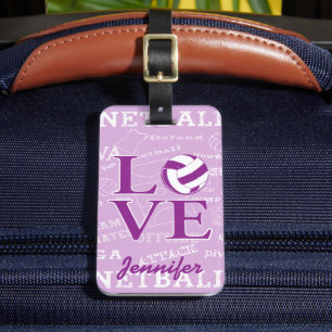 Etiqueta De Bagagem Design personalizado do netball do amor