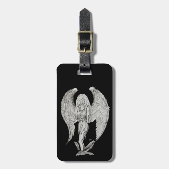 Etiqueta De Bagagem Design preto e branco (Frente Vertical)