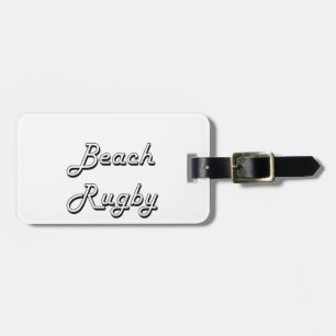 Etiqueta De Bagagem Design retro clássico do rugby da praia