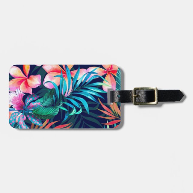 Etiqueta De Bagagem Design tropical - Personalize o seu (Frente Horizontal)
