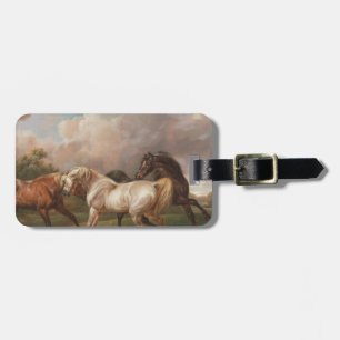 Etiqueta De Bagagem Destino dos cavalos do óleo da pintura da arte de