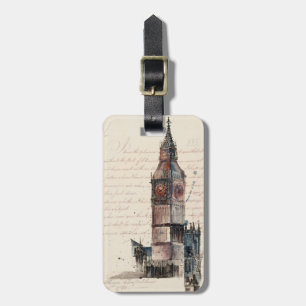 Etiqueta De Bagagem Destinos   Letras Vintage Do Big Ben