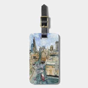 Etiqueta De Bagagem Destinos Watercolor Vintage London Street