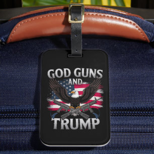 Etiqueta De Bagagem Deus Armas E Vintagem De Bandeira Americana De Eag