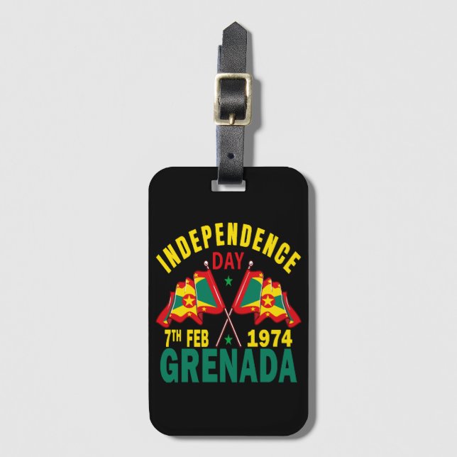 Etiqueta De Bagagem Dia da Independência de Granada (Frente Vertical)