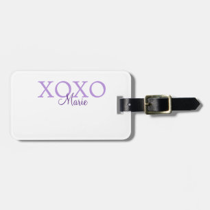 Etiqueta De Bagagem Dia de os namorados Xoxo adicione nome pastel roxo