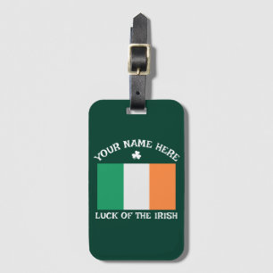 Etiqueta De Bagagem Dia de São Patrício Bandeira da Irlanda Nome Perso