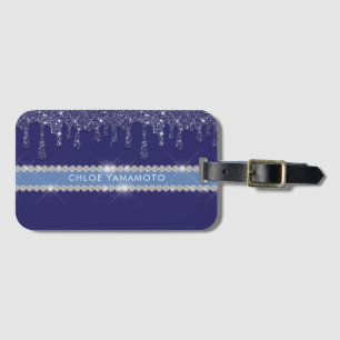 Etiqueta De Bagagem Diamante de Espumante Azul Moderno