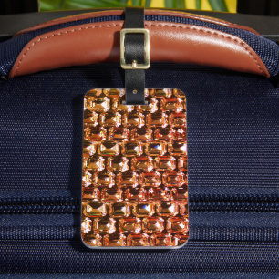 Etiqueta De Bagagem Diamantes amarelos, diamantes de laranja, pedras d