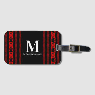 Etiqueta De Bagagem Diamond Padrão Strike Vertical Monograma Vermelho