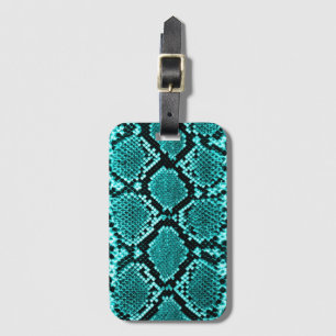 Etiqueta De Bagagem Diamond Rattlesnake Cobra Skin aqua