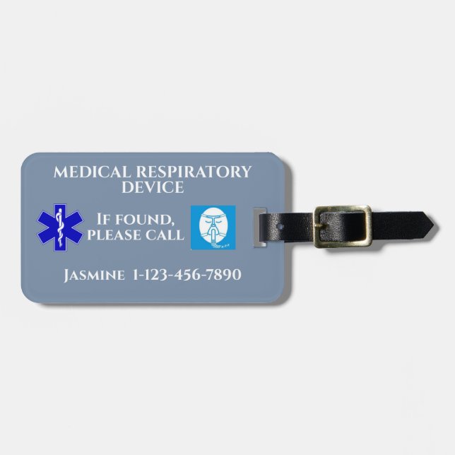 Etiqueta De Bagagem Dispositivo Respiratório Médico Carregar CPAP (Frente Horizontal)