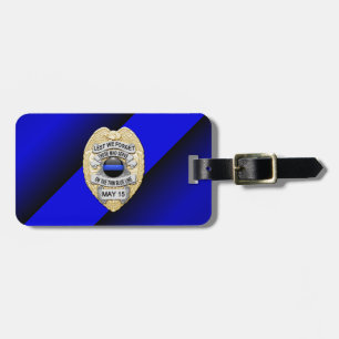 Etiqueta De Bagagem Distintivo Thin Blue Line com Botão no Verso