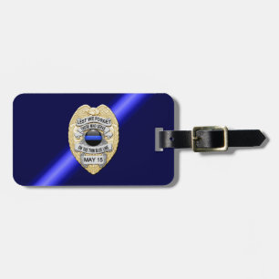Etiqueta De Bagagem Distintivo Thin Blue Line com botão no verso
