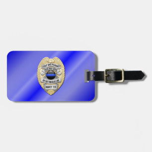 Etiqueta De Bagagem Distintivo Thin Blue Line com Botão no Verso