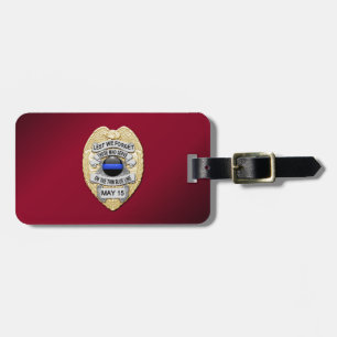 Etiqueta De Bagagem Distintivo Thin Blue Line com Botão no Verso