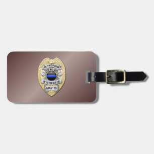 Etiqueta De Bagagem Distintivo Thin Blue Line com Botão no Verso