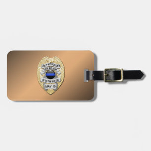Etiqueta De Bagagem Distintivo Thin Blue Line com Botão no Verso