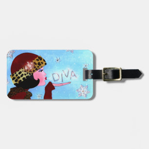 Etiqueta De Bagagem Diva e Faíscas de Neve