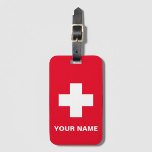 Etiqueta de bagagem do equipamento médico vermelho