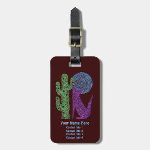 Etiqueta De Bagagem Do lobo roxo do chacal de Z design do sudoeste