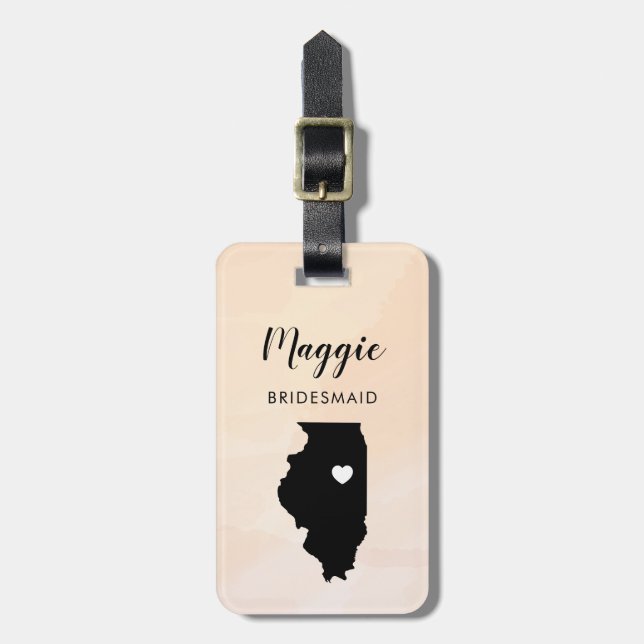 Etiqueta de bagagem do mapa de Illinois, recepção  (Frente Vertical)