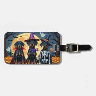 Etiqueta De Bagagem Doberman Dogs Pumpkin Halloween Engraçado
