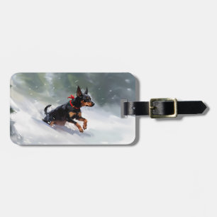 Etiqueta De Bagagem Doberman Pinscher Natal neve inverno