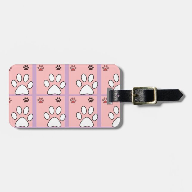 Etiqueta De Bagagem Dog Paw Pattern (Frente Horizontal)
