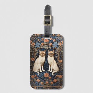 Etiqueta De Bagagem Dois gatos siameses William Morris inspirados